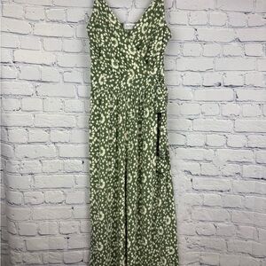 Kaileigh Green and White Floral Jumpsuit with Tie Waist